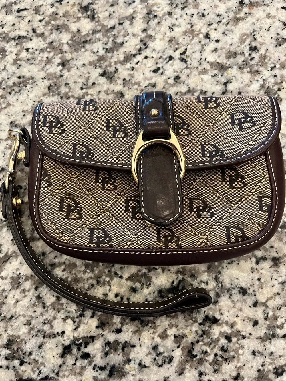 Dooney & Bourke Tan/Brown Signature Canvas Wristlet